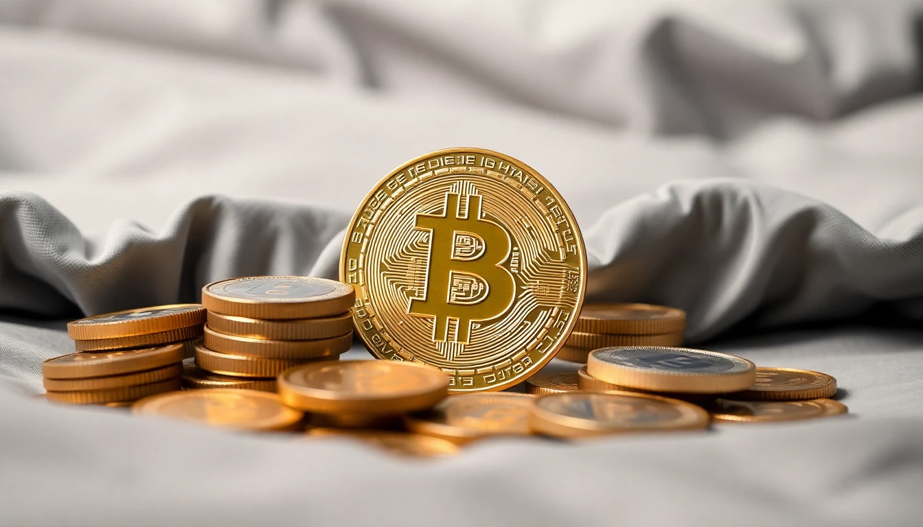 Physische Digital Assets-Münze auf einem Bett aus anderen Münzen.